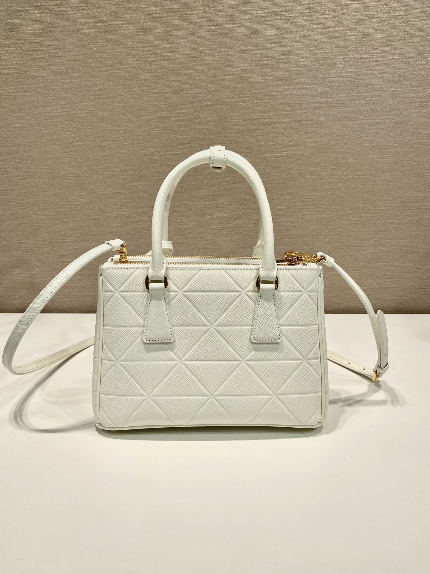 Prada Small Galleria Saffiano Leather Bag Tote Shoulder Bag White 1BA896 